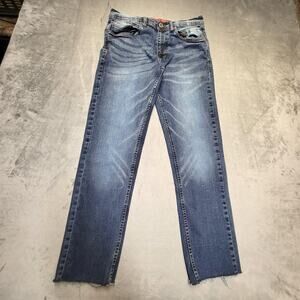 Paper Denim & Cloth Jeans Mens 30x27 Blue Straight Leg Distressed Raw Hem Pants